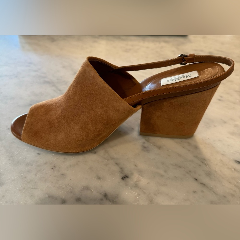 Max Mara Suede & Leather Heeled Slingbacks